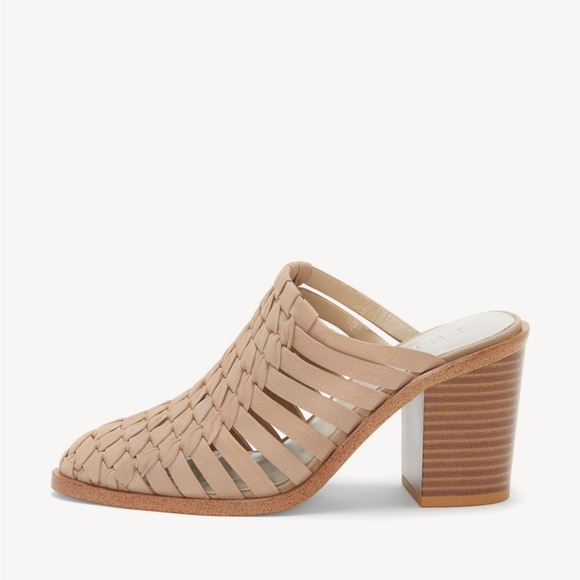 1. State Licha Leather Beige Brown Heeled Mules - Picture 7 of 7